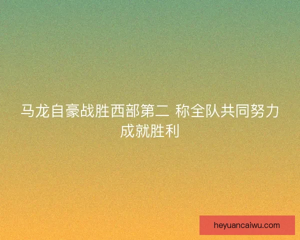 马龙自豪战胜西部第二 称全队共同努力成就胜利