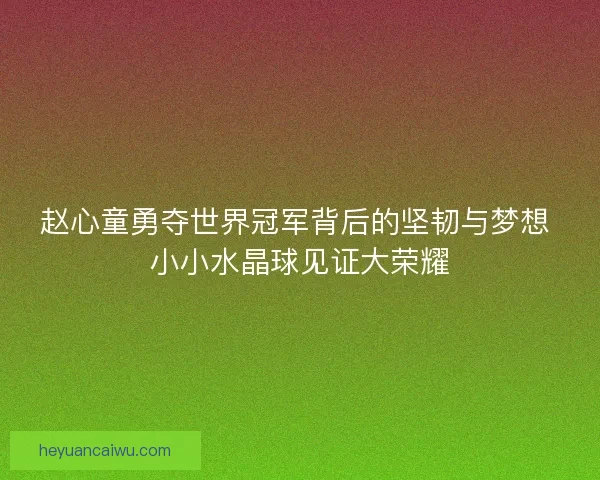 赵心童勇夺世界冠军背后的坚韧与梦想 小小水晶球见证大荣耀