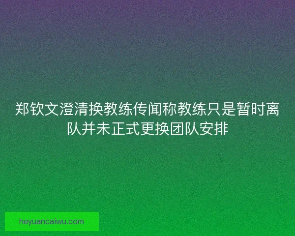 郑钦文澄清换教练传闻称教练只是暂时离队并未正式更换团队安排